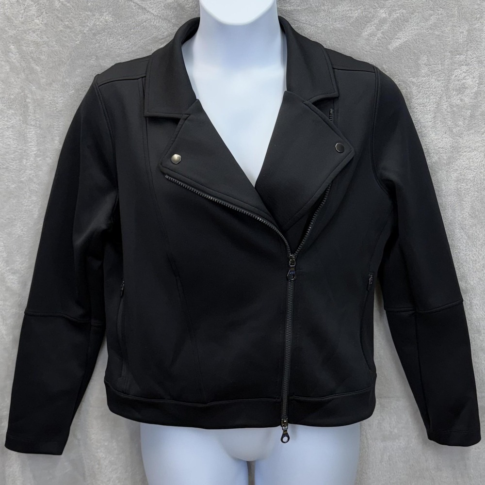 JoyLab Jacket Womens XL Black Biker Full Zip Collared Zipped Pockets‎ Lined